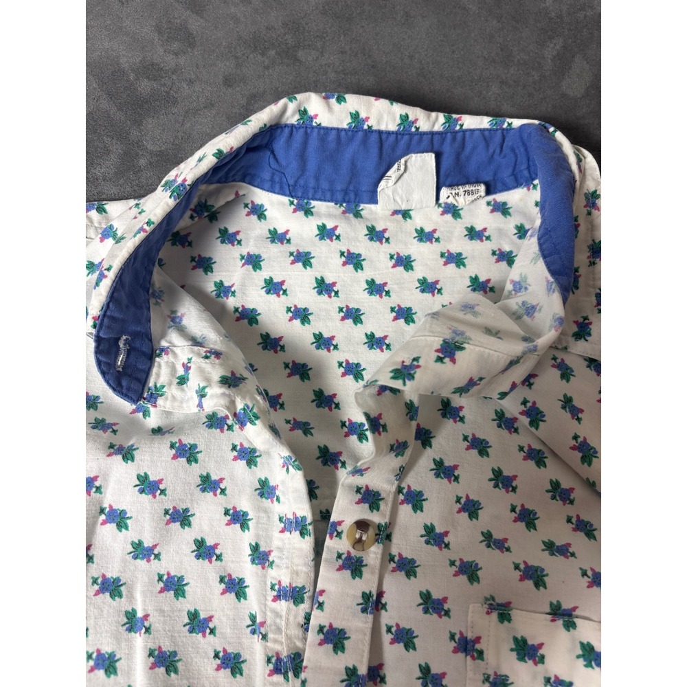 Retro VTG White Floral Cotton Short Sleeve